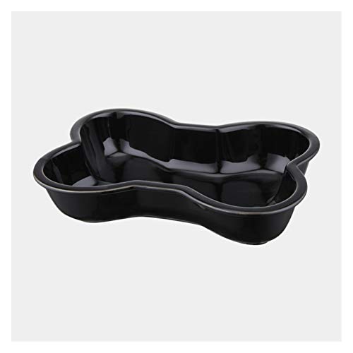 Katzennapf Keramik Keramik Haustier Hund Katze Wasser Essen Schüssel for kleine Große Hunde Welpen-Katze Trinken Feeder Pet Supplies Knochenform mit Holzständern (Color : Black) von ADJAN