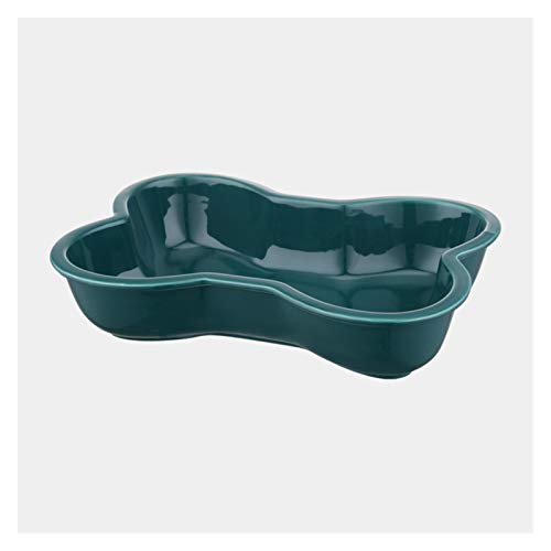 Katzennapf Keramik Keramik Haustier Hund Katze Wasser Essen Schüssel for kleine Große Hunde Welpen-Katze Trinken Feeder Pet Supplies Knochenform mit Holzständern (Color : Green) von ADJAN