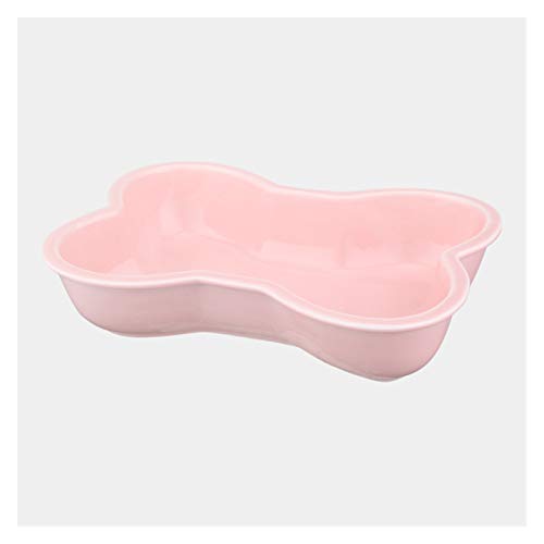 Katzennapf Keramik Keramik Haustier Hund Katze Wasser Essen Schüssel for kleine Große Hunde Welpen-Katze Trinken Feeder Pet Supplies Knochenform mit Holzständern (Color : Pink) von ADJAN