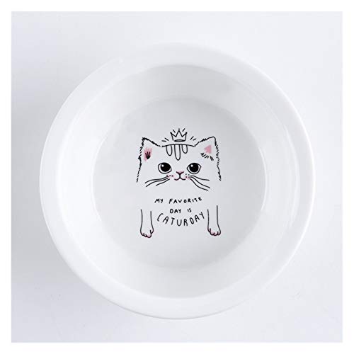 Katzennapf Keramik Keramik Welpen-Katze-Hund Haustier Einzel- und Doppel Futternapf for Essen und Trinken mit Holzrahmen Haustiere Zubehör Geschirr Feeding (Color : Crown cat) von ADJAN