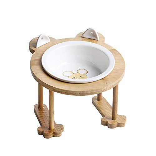 Katzennapf Keramik Keramik Welpen-Katze-Hund Haustier Einzel- und Doppel Futternapf for Essen und Trinken mit Holzrahmen Haustiere Zubehör Geschirr Feeding (Color : Mouse 1 Bowl Set) von ADJAN