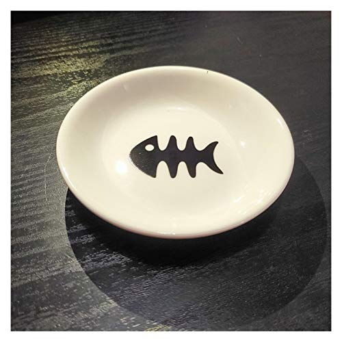 Katzennapf Keramik Kreative Nette Katze Kleine Untertasse Form Mini Teller Keramik Cartoon Teller kreative Imbiss-Platte Chinchilla Eichhörnchen Igel Bowl (Color : Black Fish, Size : S) von ADJAN