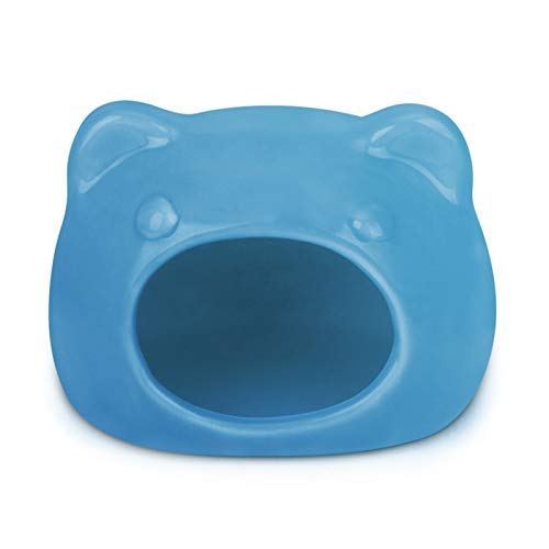 Katzennapf Keramik Nette kleines Haustier Hund Katze Kaninchen Meerschweinchen Hamster Feeder Bowl-Keramik-Material Pet Food Drink Water Bowl Haustier-Bett-Haus Anti-Rutsch (Color : Blue, Size : S) von ADJAN