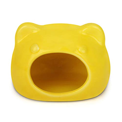 Katzennapf Keramik Nette kleines Haustier Hund Katze Kaninchen Meerschweinchen Hamster Feeder Bowl-Keramik-Material Pet Food Drink Water Bowl Haustier-Bett-Haus Anti-Rutsch (Color : Yellow, Size : S von ADJAN