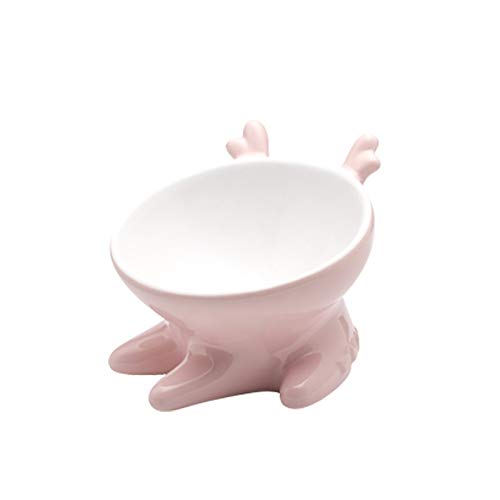 Katzennapf Keramik Pet Ceramic Nette Katze Bowl Kleine Hundefutter Schalen Wasser Feeder Anti-Rutsch-Cervical Protect Geschirr Supplies (Color : White) von ADJAN