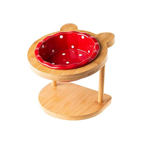 Katzennapf Keramik Tierisch Doppel Bowl Hund Katzenfutter Wasser Feeder Hochstand Keramik-Teller-Schüssel Holztisch Pet Supplies (Color : Single Bowl set1) von ADJAN