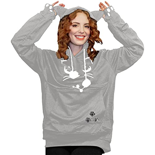 Warme und bequeme Winter 2023 Y21K Herbst und Winter Frauen Sweatshirt Haustier Hoodie Fleece Pullover Große Hunde Hoodie Volant Sweatshirt (Grau, L) von ADMAY