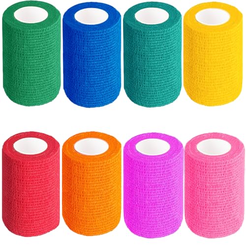 Selbstklebender Verband, 8 Rollen x 7,5cm x 4,5m Pflaster Rolle Verbandsmaterial, Elastische Binde Bandage Fixierbinde Haftbandage Selbstklebend von BILGETA