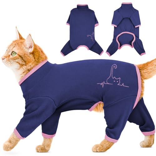 ADNIKIA Katzen-Pyjama nur für Katzen, klebriges Haar, Katzenkleidung, Sphynx haarloser Katzenpullover, Erholungsanzug nach Operationen, verhindert Haarausfall, Kätzchen-Einteiler, Hemden, Kostüme von ADNIKIA