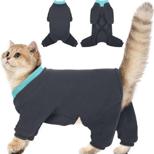 ADNIKIA Katzenhaar-Einteiler, verhindert Haarausfall, Katzen-Pyjama, lange Ärmel, Anti-Leck- und Hautkrankheiten-Genesungsanzug für Katzen, Sphynx-Kleidung, Kostüme, Outfits für Haustiere von ADNIKIA