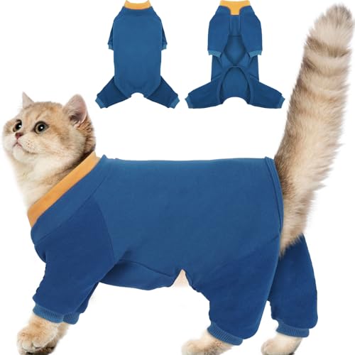 ADNIKIA Katzenhaar-Einteiler, verhindert Haarausfall, Katzen-Pyjama, lange Ärmel, Anti-Leck- und Hautkrankheiten-Genesungsanzug für Katzen, Sphynx-Kleidung, Kostüme, Outfits für Haustiere von ADNIKIA