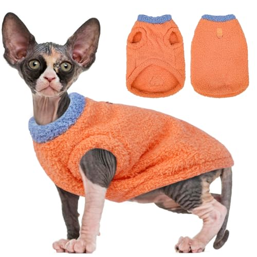 Sphynx Katzenbekleidung, Fleece-Weste für Katzen, warmer Fleece-Mantel für Katzen, haarlose Katzenhemden, Pullover, warmer und weicher Katzen-Pyjama-Shirt, Fleece-Overall für Katzen, Welpen, Kätzchen, Sphynx Katzenbekleidung, Fleece-Weste für Katzen, warmer Fleece-Mantel für Katzen, haarlose Katzenhemden, Pullover, warmer und weicher Katzen-Pyjama-Shirt, Fleece-Overall für Katzen, Welpen, Kätzchen, von ADNIKIA