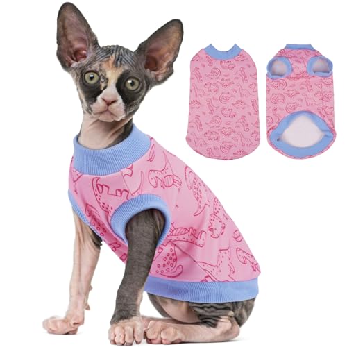 Sphynx haarlose Katzenkleidung mit Dinosaurier-Druck, Pullover, Kätzchen, T-Shirts, Weste, ärmelloser Body, Katzen-Schlafanzug, Jumpsuit, atmungsaktiv, Alltagskleidung für Katzen Sphynx haarlose Katzenkleidung mit Dinosaurier-Druck, Pullover, Kätzchen, T-Shirts, Weste, ärmelloser Body, Katzen-Schlafanzug, Jumpsuit, atmungsaktiv, Alltagskleidung für Katzen von ADNIKIA