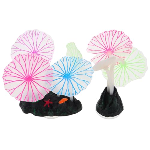 ADOCARN 2 Stück Künstliche Silikonpflanze mit leuchtendem Effekt, Lotusblume mit Blättern und Pilzen für Aquarium-Dekoration, Aquarium-Ornament ADOCARN 2 Stück Künstliche Silikonpflanze mit leuchtendem Effekt, Lotusblume mit Blättern und Pilzen für Aquarium-Dekoration, Aquarium-Ornament von ADOCARN