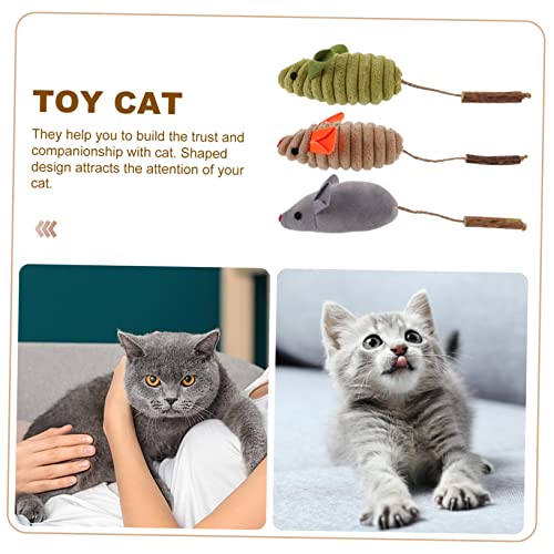 ADOCARN 3 Stück Teiliges Katzenminze Mäuseform Interaktives Kauspielzeug für Katzen Kätzchen Indoor Training Zahnpflege Haustierzubehör Grün Beige von ADOCARN