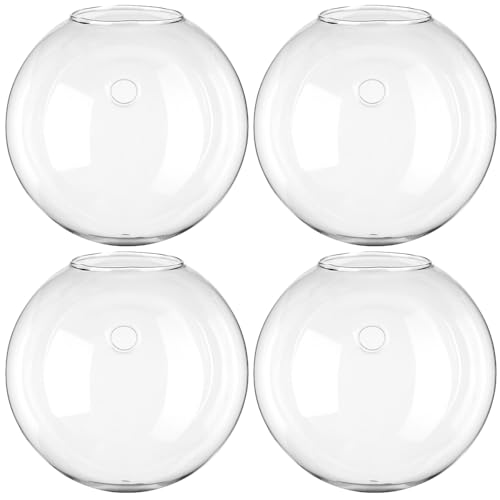 ADOCARN 4-teiliges Wandpflanzgefäß aus Glas: Abgeflachte Kugelvase für Luftpflanzen – transparente Vase aus Glas für Hydrokulturpflanzen – Wandbehang für Blumenpflanzer im Innenbereich, von ADOCARN