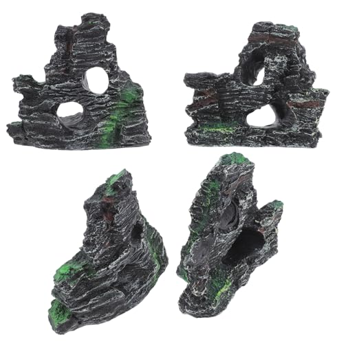 ADOCARN 4stücke Aquarium-Dekoration Aus Kunstharz Für Aquarienlandschaft Natürliche Ornamente Für Garnelen, Fische Und Reptilienbecken von ADOCARN
