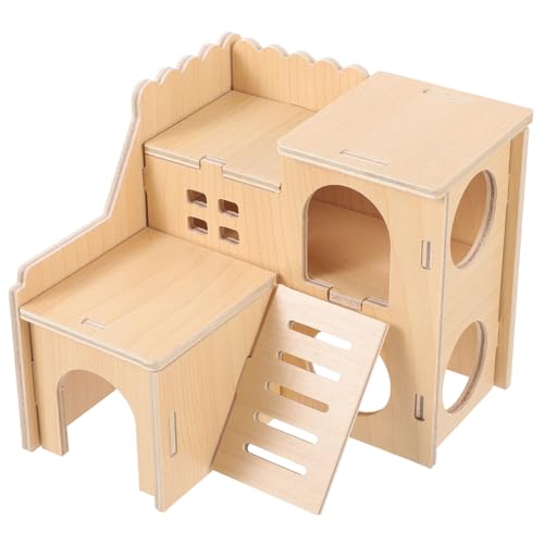 ADOCARN Mini Chalet Rutsche Schicht Käfig Doppel Hamster Meerschweinchen Tunnel Haustier Das Haus Kleine Tier Haus Kleine Tier Lebensraum Holz von ADOCARN