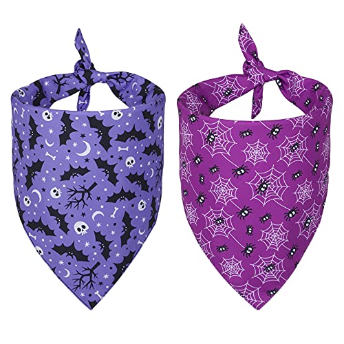ADOGGYGO 2 Stück Halloween Hundehalstücher, wendbares Dreieck Hund Schal Zubehör Halloween Bandanas für kleine Hunde Haustiere (klein, Halloween-2) von ADOGGYGO