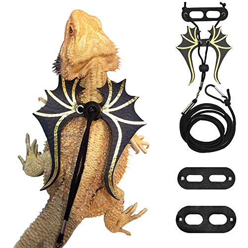 ADOGGYGO Barted Dragon Lizard Leash Harness - 3 Stück Dinosaurier Flügel Eidechse Geschirr Leine für Bartdrachen Eidechse Reptilien ADOGGYGO Barted Dragon Lizard Leash Harness - 3 Stück Dinosaurier Flügel Eidechse Geschirr Leine für Bartdrachen Eidechse Reptilien von ADOGGYGO
