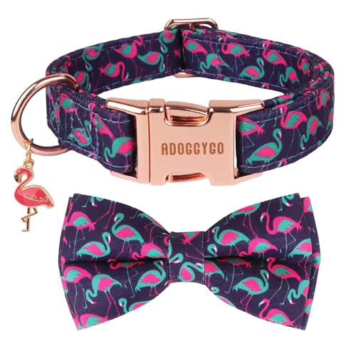 ADOGGYGO Flamingo-Hundehalsband mit Schleife, Metallschnalle, abnehmbare Flamingo-Fliege, verstellbare Sommer-Hawaii-Halsbänder für große Hunde, Jungen, Mädchen, Größe L ADOGGYGO Flamingo-Hundehalsband mit Schleife, Metallschnalle, abnehmbare Flamingo-Fliege, verstellbare Sommer-Hawaii-Halsbänder für große Hunde, Jungen, Mädchen, Größe L von ADOGGYGO