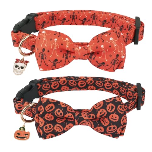 ADOGGYGO Halloween-Hundehalsband mit Fliege, verstellbares Kürbis-Skelett-Hundehalsband, schwarz-orange, Halloween-Halsbänder für kleine, mittelgroße und große Hunde, Haustiere (mittelgroß, Halloween) ADOGGYGO Halloween-Hundehalsband mit Fliege, verstellbares Kürbis-Skelett-Hundehalsband, schwarz-orange, Halloween-Halsbänder für kleine, mittelgroße und große Hunde, Haustiere (mittelgroß, Halloween) von ADOGGYGO
