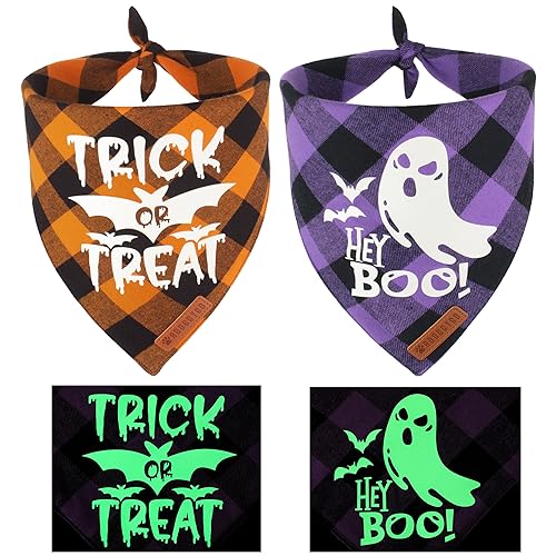 ADOGGYGO Halloween-Hundehalstuch, reflektierend, dreieckig, klassisch, kariert, für große und extra große Hunde, Haustiere (XL) von ADOGGYGO