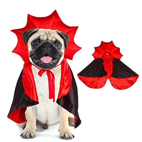 ADOGGYGO Halloween Hundekostüm Hund Vampir Teufel Kostüm Hund Halloween Umhang Umhang Rot Schwarz Halloween Kostüme für Kleine Mittlere Hunde von ADOGGYGO