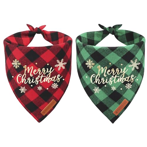ADOGGYGO Halstuch, Dreiecks-Lätzchen-Set, Weihnachtsmotiv, Schal, Zubehör für kleine Hunde, Haustiere (Weihnachten - 2, klein), 2 Stück von ADOGGYGO