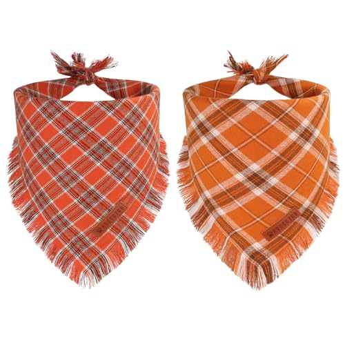 ADOGGYGO Herbst-Hundehalstücher mit Quastenrändern, stilvolles kariertes Halstuch, für mittelgroße und große Hunde, Orange ADOGGYGO Herbst-Hundehalstücher mit Quastenrändern, stilvolles kariertes Halstuch, für mittelgroße und große Hunde, Orange von ADOGGYGO