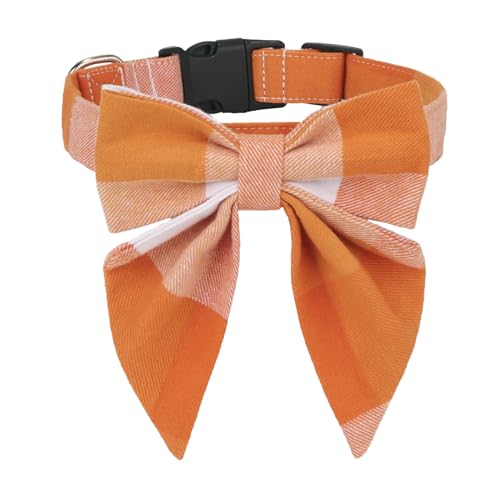 ADOGGYGO Hundehalsband mit Schleife, für Halloween, Thanksgiving, mit Fliege, verstellbar, Orange für kleine, mittelgroße und große Hunde, Haustiere (klein, Herbst) von ADOGGYGO