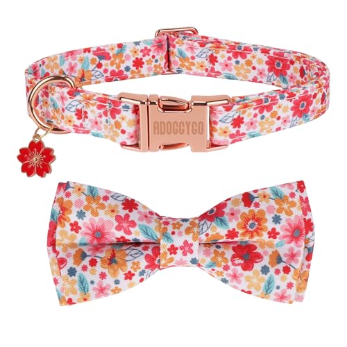 ADOGGYGO Hundehalsband mit Schleife, rosa Hundehalsband mit Metallschnalle, verstellbare Hundehalsbänder für kleine Hunde (klein) von ADOGGYGO