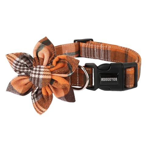 ADOGGYGO Hundehalsband mit abnehmbarem Blumenmuster, verstellbar, orangefarbenes Karomuster, Thanksgiving, Halloween, Blumenhalsbänder für große Hunde, Größe L ADOGGYGO Hundehalsband mit abnehmbarem Blumenmuster, verstellbar, orangefarbenes Karomuster, Thanksgiving, Halloween, Blumenhalsbänder für große Hunde, Größe L von ADOGGYGO