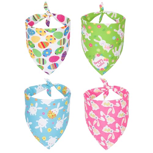 ADOGGYGO Hundehalstuch, Dreieckstuch für Hunde, Kaninchen, Osterei-Muster, Haustier-Bandana für kleine Hunde, Haustiere, 4 Stück von ADOGGYGO
