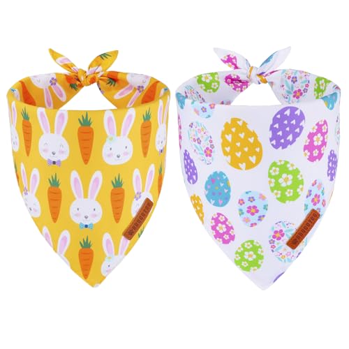 ADOGGYGO Hundehalstuch, Motiv: Osterhase und Karotte, hochwertiger strapazierfähiger Stoff, weiß-orange, Osterhalstücher für extra große Hunde und Haustiere (Größe XL) von ADOGGYGO