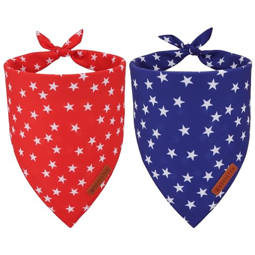 ADOGGYGO Hundehalstuch, Sternmotiv, wendbar, rot/blau, patriotisch, verstellbare Passform, 4. Juli, Stern-Halstücher für kleine Hunde und Haustiere, Größe S, 2 Stück ADOGGYGO Hundehalstuch, Sternmotiv, wendbar, rot/blau, patriotisch, verstellbare Passform, 4. Juli, Stern-Halstücher für kleine Hunde und Haustiere, Größe S, 2 Stück von ADOGGYGO