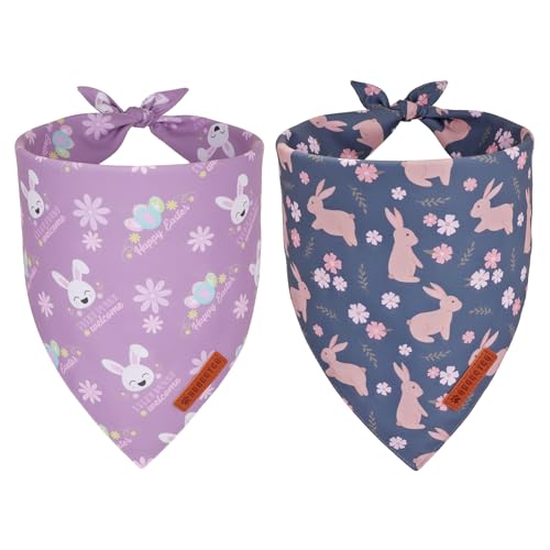 ADOGGYGO Hundehalstuch, wendbar, mit Hasen-Motiv, verschiedene Größen, Osterhasen-Halstuch für große und extra große Hunde, Haustiere (Größe XL) von ADOGGYGO