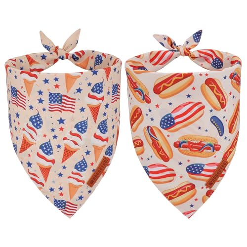 ADOGGYGO Hundehalstuch mit amerikanischer Flagge, Motiv: Eiscreme, Hamburg-Flagge, Haustier-Schal, Premium-strapazierfähiger Stoff, patriotische Bandanas für extra große Hunde und Haustiere (XL) von ADOGGYGO