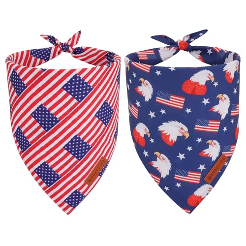 ADOGGYGO Hundehalstuch mit amerikanischer Flagge, rot/blau, Patriotische Adler, USA-Flagge, Schal, verschiedene Größen, 4. Juli, Bandana für extra große Hunde und Haustiere (Größe XL) von ADOGGYGO