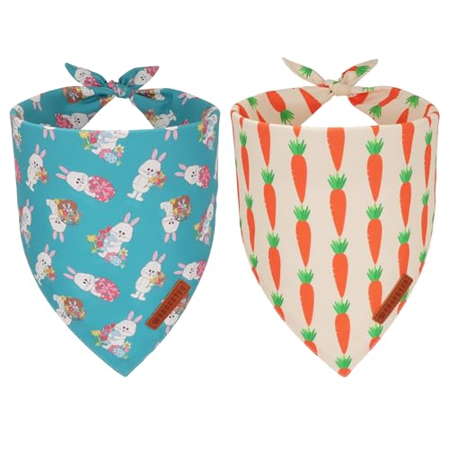 ADOGGYGO Hundehalstücher für Ostern, dreieckig, wendbar, Kaninchen, Karotte, Haustier-Schal, Premium-strapazierfähiger Stoff, Oster-Bandana für große und extra große Hunde, Größe XL, 2 Stück ADOGGYGO Hundehalstücher für Ostern, dreieckig, wendbar, Kaninchen, Karotte, Haustier-Schal, Premium-strapazierfähiger Stoff, Oster-Bandana für große und extra große Hunde, Größe XL, 2 Stück von ADOGGYGO