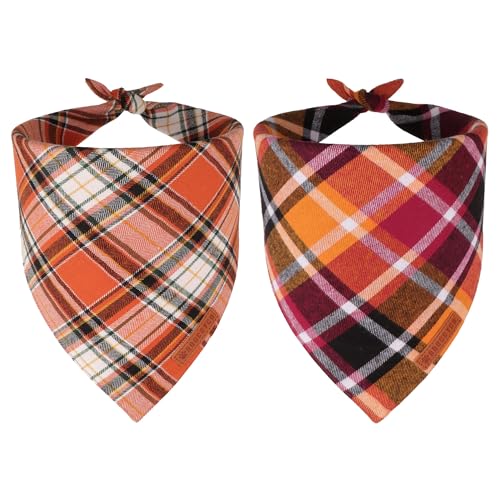 ADOGGYGO Hundehalstücher für den Herbst, Premium-Baumwollstoff, orangefarbenes Karomuster, Urlaub, Haustier-Schal, Herbst, Erntedankfest, Halloween, Bandanas für kleine Hunde, 2 Stück ADOGGYGO Hundehalstücher für den Herbst, Premium-Baumwollstoff, orangefarbenes Karomuster, Urlaub, Haustier-Schal, Herbst, Erntedankfest, Halloween, Bandanas für kleine Hunde, 2 Stück von ADOGGYGO