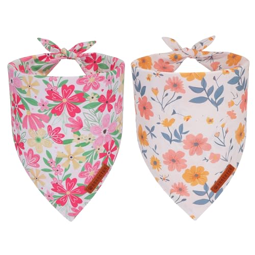 ADOGGYGO Hundehalstücher mit Blumenmuster, dreieckig, wendbar, rosa-weiß, hochwertig, strapazierfähiger Stoff, Haustier-Halstücher für kleine Hunde, Größe S, 2 Stück ADOGGYGO Hundehalstücher mit Blumenmuster, dreieckig, wendbar, rosa-weiß, hochwertig, strapazierfähiger Stoff, Haustier-Halstücher für kleine Hunde, Größe S, 2 Stück von ADOGGYGO