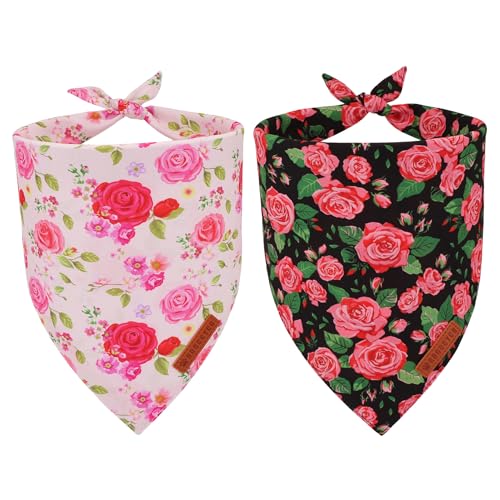 ADOGGYGO Hundehalstücher mit Blumenmuster, wendbar, rot-rosa Rose, verstellbare Passform, niedliche Halstücher für kleine Hunde und Haustiere, Größe S, 2 Stück ADOGGYGO Hundehalstücher mit Blumenmuster, wendbar, rot-rosa Rose, verstellbare Passform, niedliche Halstücher für kleine Hunde und Haustiere, Größe S, 2 Stück von ADOGGYGO
