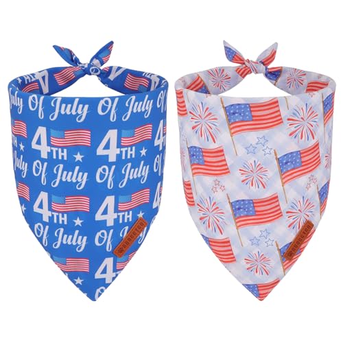 ADOGGYGO Hundehalstücher mit amerikanischer Flagge, dreieckig, wendbar, Unabhängigkeitstag, Welpenschal, Lätzchen, rotblau, 4. Juli, Bandana für kleine Hunde, 2 Stück ADOGGYGO Hundehalstücher mit amerikanischer Flagge, dreieckig, wendbar, Unabhängigkeitstag, Welpenschal, Lätzchen, rotblau, 4. Juli, Bandana für kleine Hunde, 2 Stück von ADOGGYGO