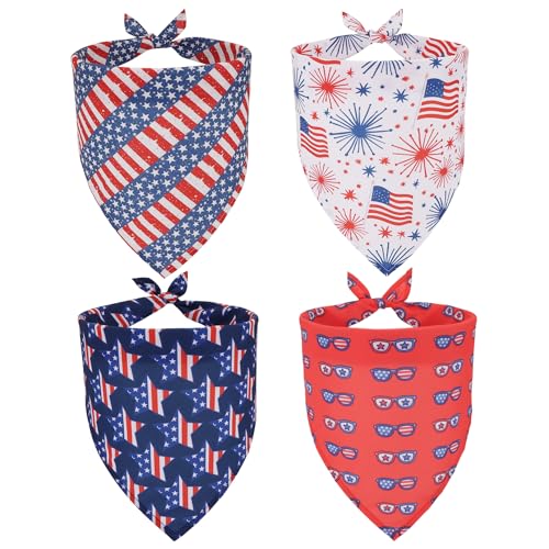 ADOGGYGO Hundehalstücher mit amerikanischer Flagge, rot/blau, USA-Flagge, Stern, Haustier-Schal, Lätzchen, Haustierhalstuch, 4. Juli, Halstuch, Kostümzubehör für kleine Hunde, Größe S, 4 Stück ADOGGYGO Hundehalstücher mit amerikanischer Flagge, rot/blau, USA-Flagge, Stern, Haustier-Schal, Lätzchen, Haustierhalstuch, 4. Juli, Halstuch, Kostümzubehör für kleine Hunde, Größe S, 4 Stück von ADOGGYGO