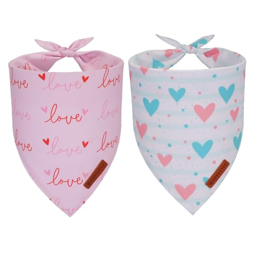 ADOGGYGO Hundehalstücher zum Valentinstag, dreieckig, wendbar, rosa-weiß, Premium-strapazierfähiger Stoff, Haustier-Valentinstags-Halstuch für große und extra große Hunde, Größe XL, 2 Stück ADOGGYGO Hundehalstücher zum Valentinstag, dreieckig, wendbar, rosa-weiß, Premium-strapazierfähiger Stoff, Haustier-Valentinstags-Halstuch für große und extra große Hunde, Größe XL, 2 Stück von ADOGGYGO