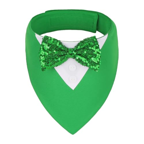 ADOGGYGO St.Patrick's Day Hunde-Smokinghalstuch, Smokinghalsband mit Fliege, verstellbar, für kleine Hunde, Haustiere, Größe S, Grün ADOGGYGO St.Patrick's Day Hunde-Smokinghalstuch, Smokinghalsband mit Fliege, verstellbar, für kleine Hunde, Haustiere, Größe S, Grün von ADOGGYGO
