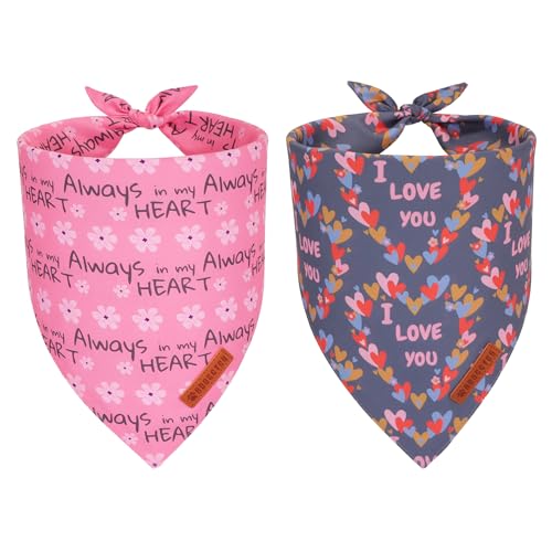 ADOGGYGO Valentine Hundehalstuch, Herzmotiv, Blumenmuster, verschiedene Größen, Rosa / Blau, für große und extra große Hunde, Größe XL ADOGGYGO Valentine Hundehalstuch, Herzmotiv, Blumenmuster, verschiedene Größen, Rosa / Blau, für große und extra große Hunde, Größe XL von ADOGGYGO