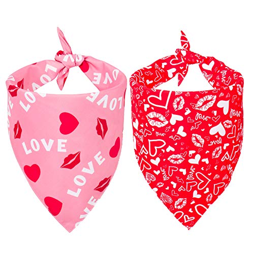 ADOGGYGO Valentine Hundehalstuch, mehrere Größen erhältlich, wendbar, dreieckig, Haustier-Halstuch für große und mittelgroße Hunde (Größe XL) von ADOGGYGO