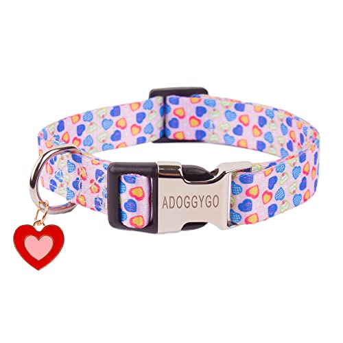 ADOGGYGO Valentinstag Hundehalsband, Valentine Herz Hundehalsbänder Verstellbare Weiche Valentinstag Halsbänder für kleine, mittelgroße und große Hunde (groß, Valentinstag) von ADOGGYGO